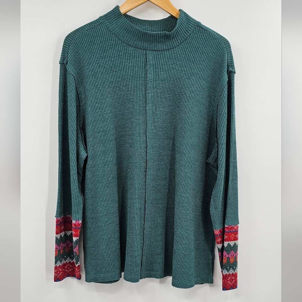 Maurices Mock Neck Fair Isle Cuff Shirt Size 2X